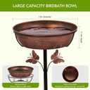 Metal Bird Bath Feeder for Outside 3.14 Deep Birdbaths Bowl with Stable Stake & Upgraded 5-Pronged Base, 13 Dia Freestanding for Garden Yard Lawn Decor, 44 Tall Easy Clean 1.5 Gallon