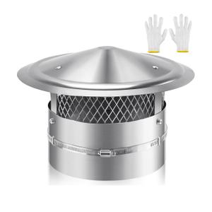 8 Inch Chimney Cap, 8" Stainless Steel Cone Top Chimney Cap with Screen, Adjustable and Reinforced Round Chimney Cap, Chimney Cover for Vents,Rain Cap for All-Round Chimney,8 Inch Round Chimney Cap