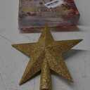 Aneco Glitter Christmas Tree Topper Shatter-Proof Christmas Tree Decoration Treetop for Holiday Ornament or Home Decor (Gold, 8 Inch)