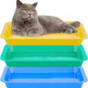 Tessco for you 3 Pcs Kitten Litter Box Shallow Low Entry Open Cat Litter Box Waterproof Plastic Small Rabbit Pan Tray Travel Toilet for Senior Cat Kitten Training(Classic Color,15.1 x 12 x 1.4 Inch)