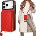 Bocasal Crossbody Wallet Case for iPhone 17 Pro Max, RFID Blocking PU Leather Zipper Handbag Purse Flip Cover, Kickstand Folio Case with Card Slots Holder Wrist Strap Lanyard 5G 6.9 Inch (Red)