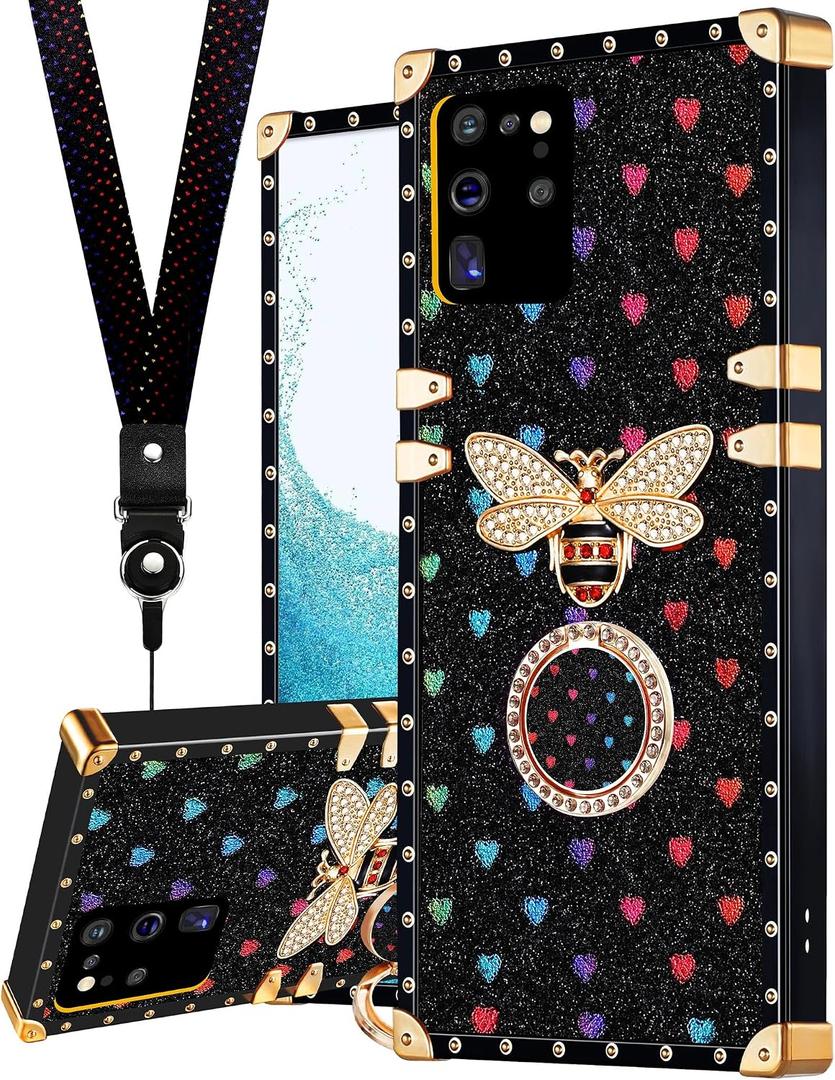 Loheckle for Samsung Galaxy A53 5G Case for Women, Designer Cases for Galaxy A53 5G Case with Ring Stand Holder and Lanyard, Stylish Bee Luxury Cover for Samsung A53 5G 6.5