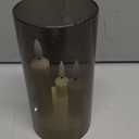 Zevanor 3 in 1 Flameless Taper Short Candles with 10 Key Remote Control and Timer, Battery Operated Pack of 1 LED Acrylic 3" x6" Grey Pillar Flickering Warm Light