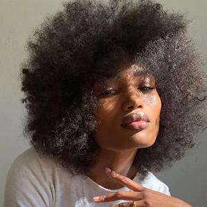 Afro Wigs for Black Women Human Hair Short Afro Kinky Curly Wig 8 Inch Natural Black Large Afro Wigs (Color:1B)