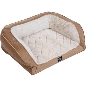 Serta Orthopedic Quilted Couch Dog Bed for Pets  Desert Sand (Small) (28.0"L x 21.0"W x 8.0"Th)