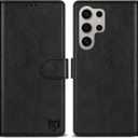 ZZXX for Samsung Galaxy S24 Ultra Wallet Case with [RFID Blocking] Card Slot Stand Strong Magnetic Leather Flip Fold Protective Phone Case for Samsung Galaxy S24 Ultra Case Wallet(Black-6.8 inch)