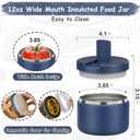 Pawtong 19oz Insulated Vacuum Food Jar with Buckle Lid Wide Mouth Soup Thermo for Hot Food Kids Leakproof Stainless Steel Lunch Container- Blue