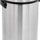 Amazon Basics Round Stainless Steel Trash Can with Swing Lid, Fingerprint and Smudge Resistant, 65 Litre/17.2 Gallon, Silver, Black