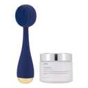 PMD Clean - Smart Facial Cleansing Device with Silicone Brush & Anti-Aging Massager (Navy)