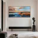 Brushart Abstract Wall Art Large Landscape Canvas Wall Art Pictures Paintings Wall Decor Living Room Textured Artwork for Dining Room Walls Bedroom Home Office, Framed 48"x24"