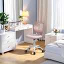 Homy Casa Ergonomic Modern Swivel Vanity Chair with Soft Corduroy Cushion, Height Adjustable, Rolling Design for Make up Bedroom, Pink
