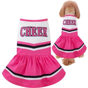 Dog Halloween Costume Cheerleader Dress (Large) (Rose Red)