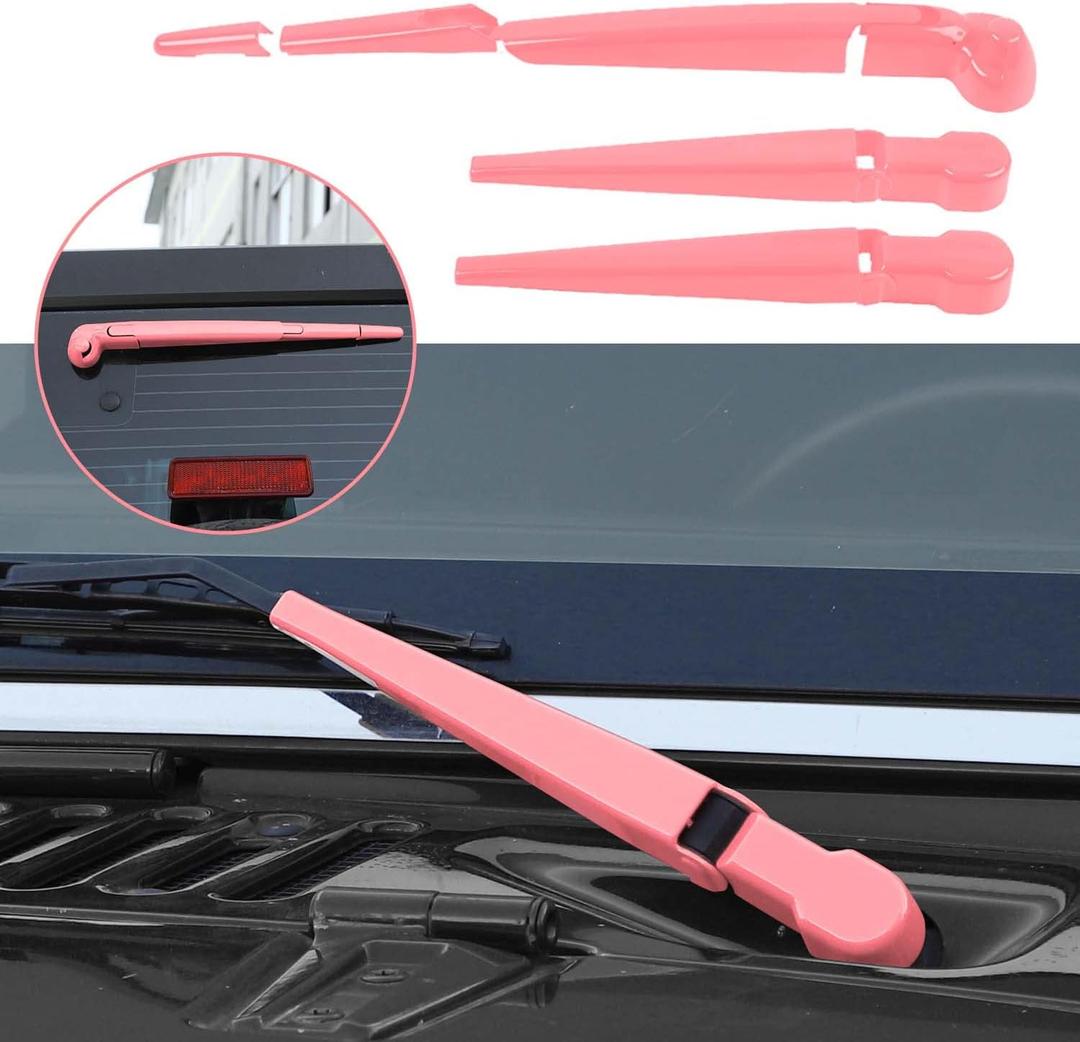 Windshield Wiper Blades Trim Cover,Front & Rear Window Wiper Arm Blade Kit Decoration Accessories for Jeep Wrangler JK JKU 2007-2017 (Pink)