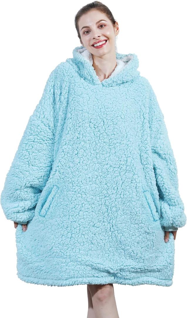 AmyHomie Blanket Sweatshirt,Oversized Sherpa Hooded Blanket Hoodie,Fleecehug Hoodie Wearable Blanket for Women Men Kids