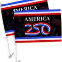 America 250th Flag For Car Post Outdoor 2 PCS Pack Official Licensed Independence Day Bandera Para Carros Poster United States Sign For Cars Window Decor USA 250 Years Anniversary Merchandise