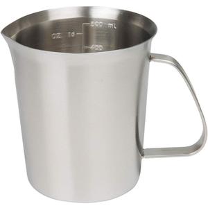 Stainless Steel Measuring Cup (16 Ounce/ 0.5 Liter- 2 Cup), Milk Frothing Pitcher, Steaming Pitcher, Milk Frothing Cup Jug with Marking with Handle for Espresso Machines, Latte Art