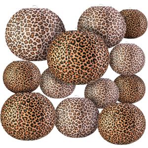 LemonRoad 12 Pcs Cheetah Paper Lantern Set 10 Inches Leopard Birthday Decorations Cheetah Print Decor Leopard Hanging Lantern Safari Animal Supplies Decor for Girls Women