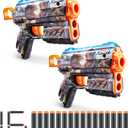 XSHOT Skins Flux Blaster - Jurassic World Skins (2PK) by ZURU Jurrasic World Skin Design with 16 Darts, Easy Reload, Air Pocket Dart Technology, Toy Foam Blaster for Kids, Teens and Adults