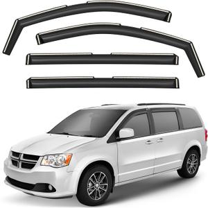 Window Deflectors Smoke Tinted In-Channel Side Window Vent Visor Deflectors Rain Guards Compatible with Grand Caravan 2008-2020 - 4 pcs. GW0584