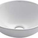 KRAUS Elavo Round Vessel White Porcelain Ceramic Bathroom Sink, 16 inch KCV-141