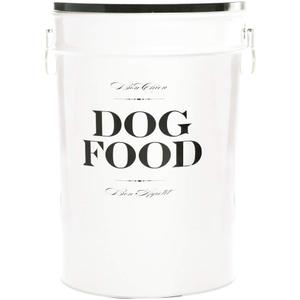 Harry Barker Bon Chien Dog Food Storage Canister Large 11 gallon, Airtight Stainless Steel Pet Food Container, Stylish Kitchen Counter Dog Kibble Storage with Easy-Open Lid - White