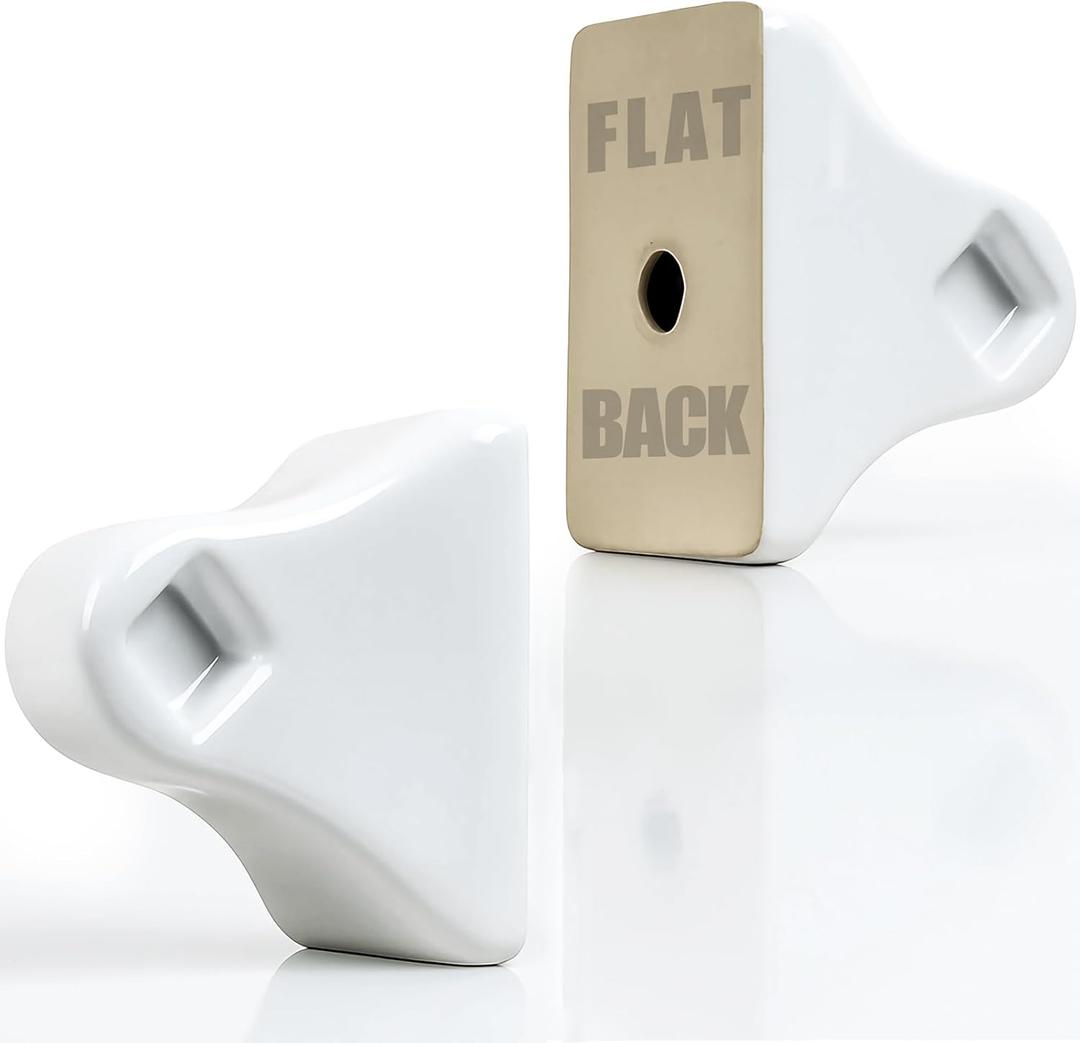 2 Pcs Flat Back Ceramic Towel Bar Holder Brackets for Any Wall, Porcelain Replacement Towel Rack for Bathroom, Kitchen (White, Rod not Included)
