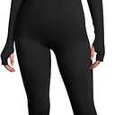 Women's Yoga Jumpsuits Ribbed Long Sleeve Zip Front Sport Bell Bottoms Flare Jumpsuits, Size L