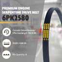 Top Drive, 6PK2580, Premium Engine EPDM Serpentine Drive Belt, Equivalent References - K061015, 5061015