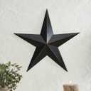 VHC Brands Patriotic Metal Star Distressed 24x24, Independence Day Decor, Decorative Wall Hanging, Rustic Farmhouse Decorations, Country Black, Vintage Tan