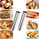 Cream Horn Molds Stainless Steel, Cannoli Tubes Kit Pack of 20 Baking Cones Pastry Roll Horn Croissant Mold with Brush