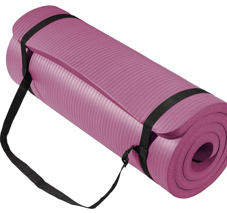 Yoga Mat 1-Inch Extra Thick High-Density Exercise Mat with Non-Slip Surface & Carry Strap for Men & Women Tear-Resistant Pilates Workout Mat for Home Gym, Floor Fitness