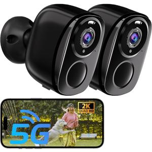 ELECCTV 5G/2.4G WiFi Security Cameras Wireless Outdoor, 2K 5G Security Camera with AI Motion Detection, Color Night Vision, Siren, IP65, 2-Way-Audio, Support Alexa&Google Assistant, Cloud/SD (2)