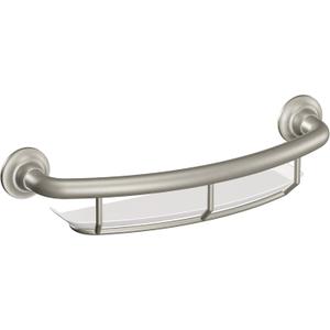 Moen R2356DBN Home Care 16-in Grab Bar with Shelf, Brushed Nickel