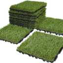 XLX TURF Interlocking Artifical Grass Tiles 18 PCS - 12"x12" Fake Grass Square for Dog Potty Kennel - Indoor Outdoor Turf Self-draining Deck Flooring Decor Balcony Patio - U Shape Buckle System