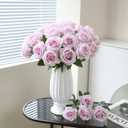 Tifuly Light Purple Roses Artificial Flower - 12 Pcs Long Stem Silk Roses, Realistic Fake Roses with Stems for Bridal Bouquets, Home and Office DIY Decor