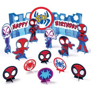 amscan Spidey & Friends Paper Party Centerpiece - 4.2" - 10.4" | Assorted Design | 1 Set of 15 Pcs