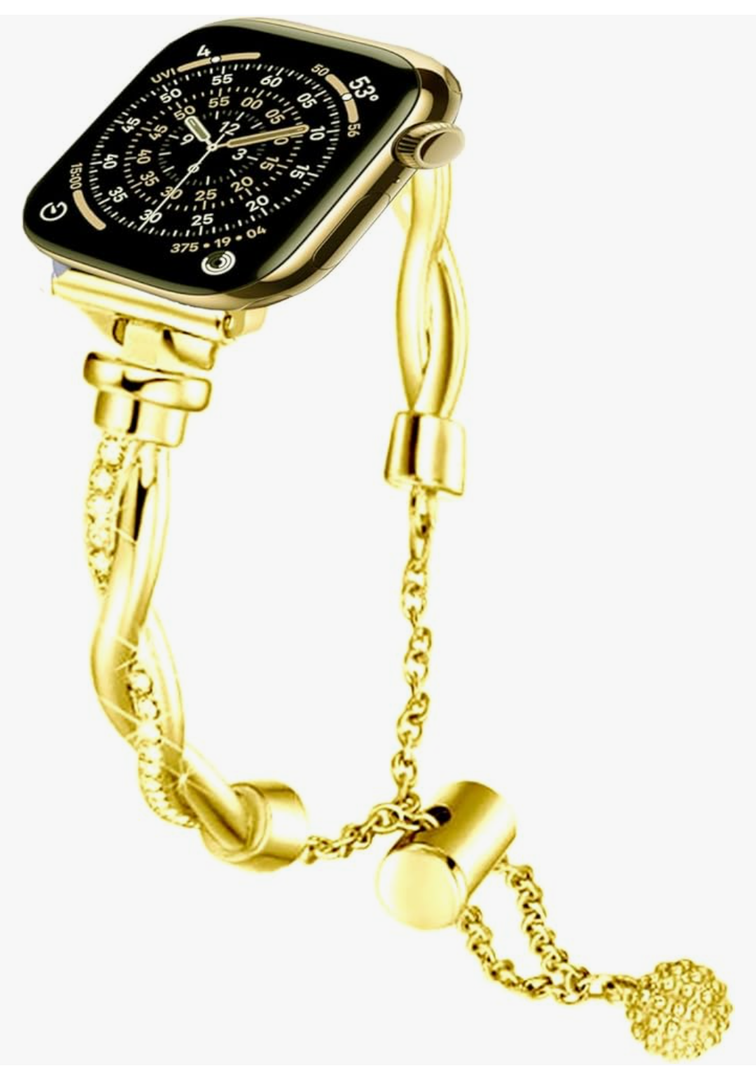 BDJXCUSA for Apple Watch Bands for Women, Bling Metal Strap for Apple Watch Series 11,10, Slim Stainless Steel Replacement for iWatch 9,8,7,6,5,4,SE3,SE 2nd,Ultra 3,2,1, 38mm,40mm,41mm 42mm 44mm 45mm 46mm 49mm Gold