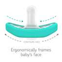 Nanobebe Baby Pacifiers 0-3 Month - Orthodontic, Curves Comfortably with Face Contour, Award Winning for Breastfeeding Babies, 100% Silicone, Baby Registry Gift 4pk, Sage/White