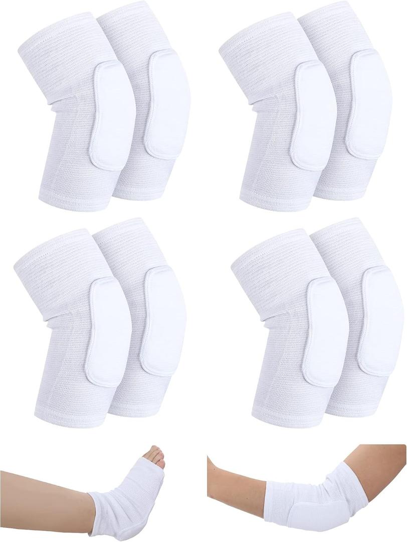 Sosation 8 Pcs Knit Elastic Heel Elbow Protectors for Pressure Sores Elbow Pads Protects Skin Ulcerations and Relieves Pressure Sleeve for Elderly Relieve Sores(L)