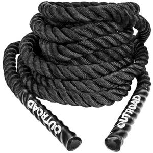 MarKnig Heavy Battle Ropes 1.5 inch 30 ft- Polyester Workout Rope Full Body Workout Equipment for Crossfit Training, Home Gym or Fitness Exercise, Building Muscle, Black…