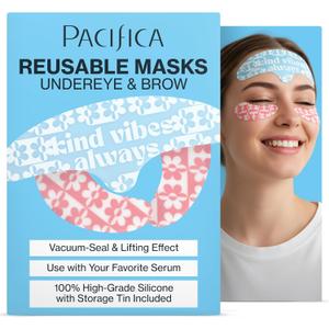 Pacifica Reusable Mask Set  Silicone Undereye & Brow Mask Set for Forehead & Under Eye, Anti-Wrinkle, Firming, Pair with Serum, Vegan & Cruelty-Free, 3 Pieces