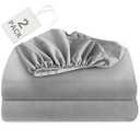 Biloban Twin Fitted Sheet 2 Pack, Twin Bedding Fitted Sheets Only with Deep Pocket up to 14", Bottom Sheet, Shrinkage & Stain Resistant Bed Sheets, Wrinkle Free & Easy Care, Grey
