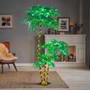 Lighted Palm Tree 6FT 3FT 2FT Artificial Palm Decor for Outdoor 203 LED Light up Fake Tree for Indoor Outside Patio Hawaiian Tiki Bar Decoration