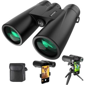 30x52 Binoculars for Adults - HD High Powered Binoculars with Phone Adapter and Tripod, Waterproof & Large View Telescope for Bird Watching, Hunting, Stargazing, Hiking, Travel, Sports (Black)