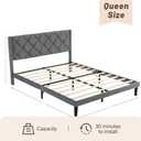 Queen Bed Frame with Headboard, Bed Frame Queen Size with Sturdy Wooden Slats Support, Platform Frame with Velvet Upholstered Headboard, Mattress Foundation, Easy Assembly, No Box Spring Needed Grey