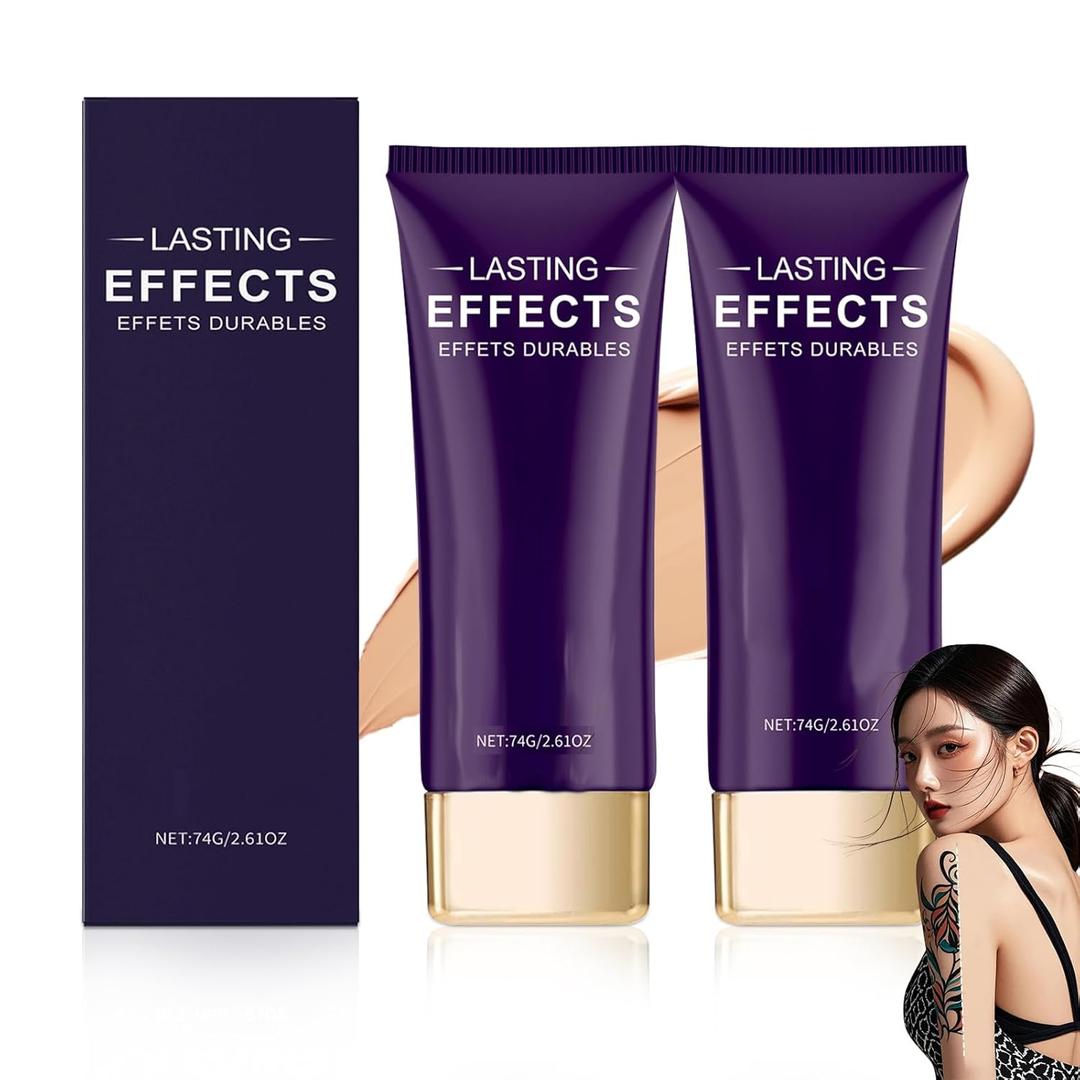 Body Coverage Perfector, 2pcs Waterproof Transfer-Resistant Body Makeup, Long-Lasting Tattoo Cover Up Cream for Legs & Body, Full Coverage Cream Foundation (Dark)