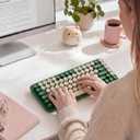 Mini Bluetooth Keyboard, 84-Key Retro Typewriter, Wireless Compact Keyboard, Compatible with Windows Laptops, Desktops, Mac, Computer Keyboards,Tablets (Green)