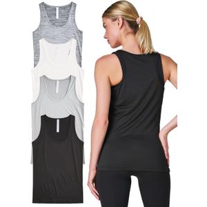 Ultra Performance Womens Athletic Workout Tank Tops 4 Pack Women's Running Shirts Casual Loose fit Gym Tanks for Women (X-Large, Black / White / Grey Powder / Charcoal Heather)
