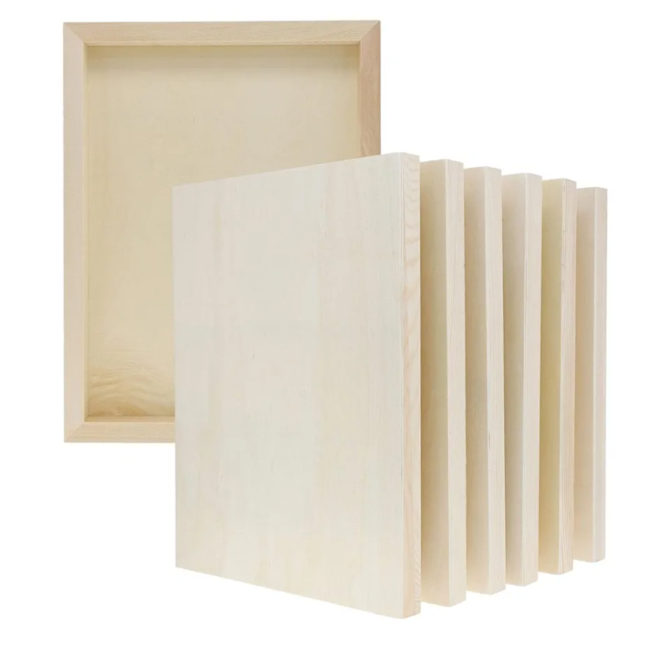 Bright Creations 6 Pack Unfinished 9x12 Wood Canvas Boards for Painting - Blank Deep Cradle (0.87 Inches Thick) - Wood Blanks Canvas Panel Boards - Wooden Signs for Crafts
