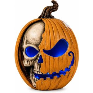 Led Light Up Jack O Lantern, Pumpkin Skull Halloween Decorations for Home
